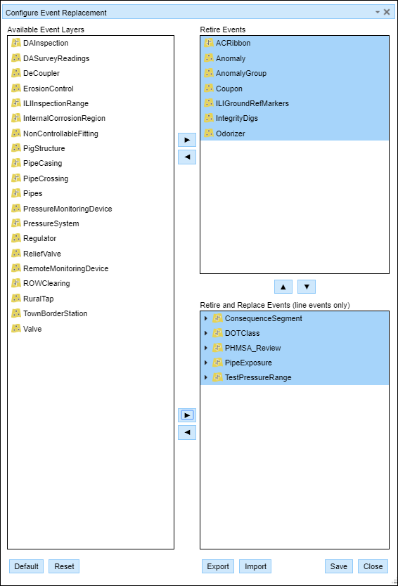 Event replacement configured Event replacement configured