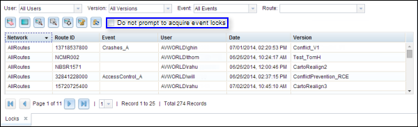 Disabling conflict prevention prompts through the Show Locks table Disabling conflict prevention prompts through the Show Locks table