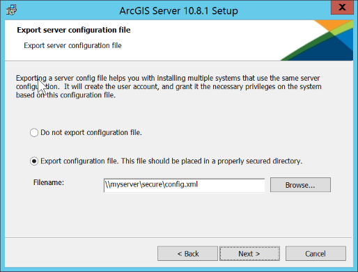 Export a server configuration file. Export a server configuration file.